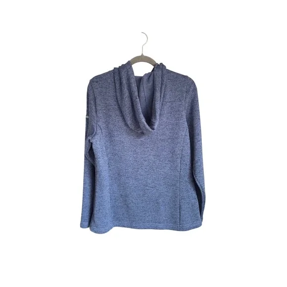 Columbia Darling Days Women's Blue Heathered Fleece Hoodie Pullover Snap Neck L - Picture 5 of 7